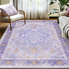 RELEANY Washable Area Rug, Water Repellent, Pet Friendly, Vintage Floral Boho - Image 2