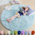 Amdrebio Light Blue Large Shag Plush Round Rug 6Ft by Amdrebio