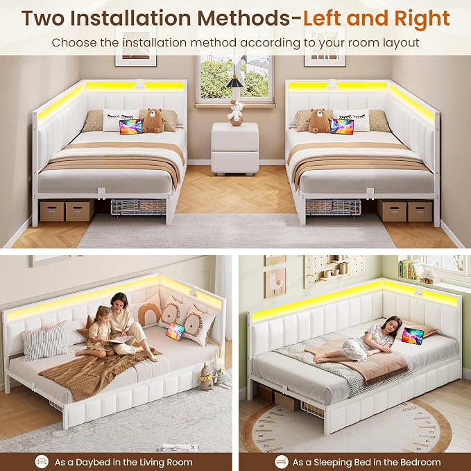 DICTAC Corner Twin XL Bed Frame - Image 9