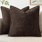 MIULEE Decorative Couch Throw Pillow Covers 18x18 Inch Dark Brown 2 Pack | by MIULEE