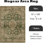 6x9 Green Retro Floral Washable Area Rug - Image 2