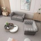 Chesterfield Loveseat Sofa, Modern Leather Small Sofa Couch 2 Seater - Image 7