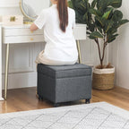 Adeco 17.5" Square Fabric Ottoman - Image 5