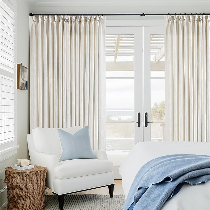 Natural Pinch Pleated Linen 90 Inch Curtains 100 Inch Width | Light Filtering - Image 8