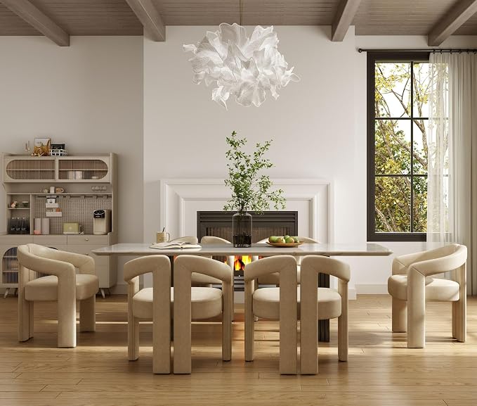 Hyfirm Upholstered Barrel Dining Chairs Set of 6, PU Leather Accent Kitchen by Hyfirm