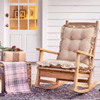 Lewtemi 2 Set Brown Gingham Rocking Chair Cushion Village Ruffled Rocking Chair - Image 6