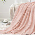 BEDELITE Ribbed Jacquard Light Pink Fleece Twin Blanket by BEDELITE