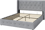 Allewie Queen Size Lift Up Storage Bed, Button Tufted Headboard - Image 9