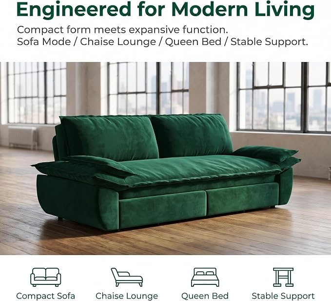 73.2" Sofa Bed Queen, 3-in-1 Pull Out Sofa Bed - Image 7