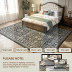 Grey Area Rug 9x12 for Living Room Bedroom | Low Pile; Non Slip;Machine - Image 2
