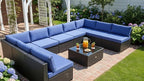 Tangkula 10 Pieces Patio Sofa Set, Outdoor Wicker Conversation Set - Image 2