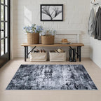 Area Rug Living Room: 3x5 Modern Washable Indoor Carpet Black | - Image 4