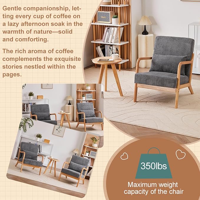 Beige Midcentury Modern Accent Chair - Image 4