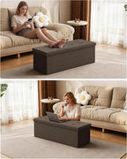 GLAXYFUR 43 Inches Folding Storage Ottoman Bench, Storage Chest, Footrest - Image 4