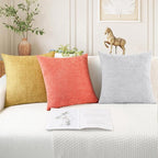 CaliTime Decorative Couch Throw Pillow Covers 22 X 22 Inches Living Coral | - Image 5