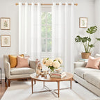 YoungsTex 72 Inch Length White Linen Semi Sheer Curtains - Image 2