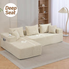 105'' Modular L-Shaped Boneless Sectional, Corduroy Deep Seat Cloud Sectional - Image 4