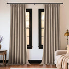 Joydeco Thick Linen Pinch Pleated Curtains 96 Inch Long 2 Panel Set - Image 2