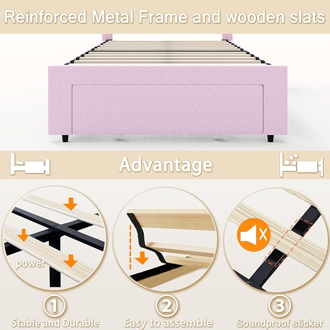 Twin Multifunctional Upholstered Bed，Children’s Bed - Image 6
