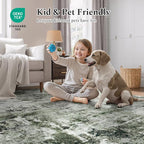 Rugflix 9x12 Area Rugs for Living Room, Washable Dark Green Large Rug | Machine - Image 5