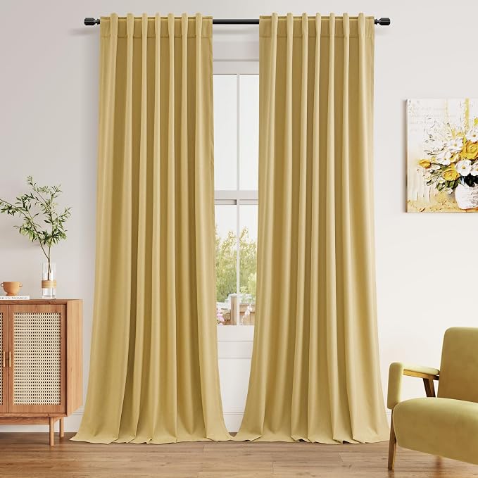 100% Blackout Curtains 120 Inch Length 2 Panels Set by Guken