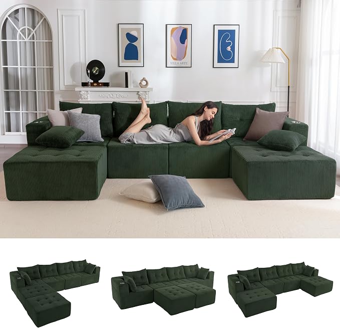 MAXYOYO 129.5" Modular Sectional Sofa Couch, U Shaped Modern Cloud Couch by MAXYOYO