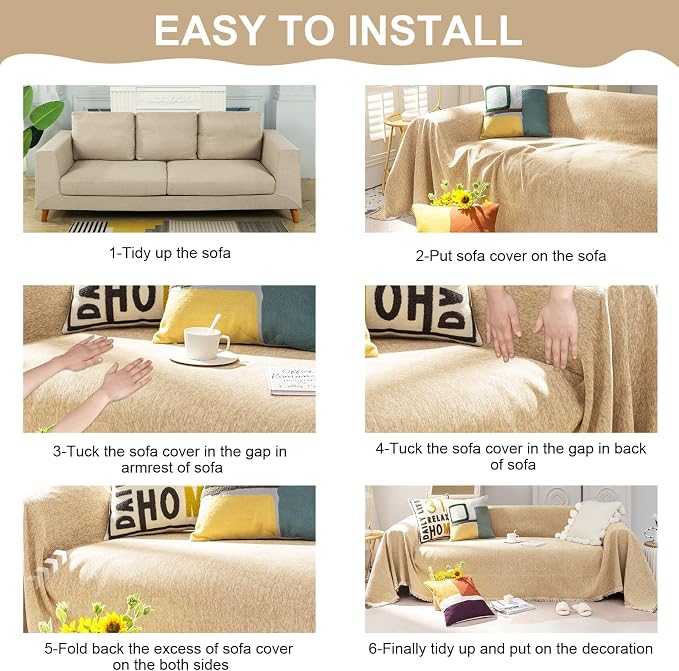 VClife Boho Chic Couch Cover, Soft Chenille Couch Covers - Image 6