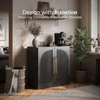 BELLEZE Modular Sideboard with Double-Arc Wood Doors, Small Arched Buffet - Image 3