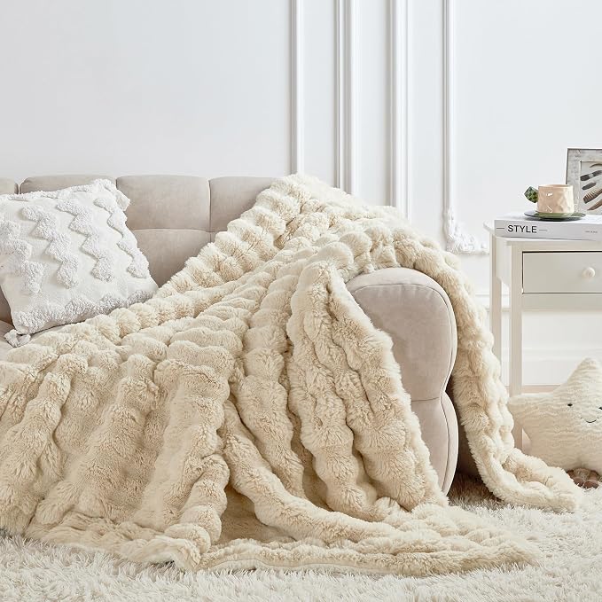50x60 Inches Ultra-Soft Fuzzy Faux Fur Plush Throw Blanket - Image 2