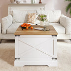 Giantex Farmhouse Lift Top Coffee Table, 31.5" Square Wood Center Table - Image 9