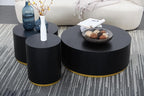 SSLine Classic Drum-Shape Contemporary Round Coffee End Table Black Wood Small - Image 5