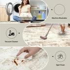 6x9 Area Rugs for Living Room: Washable Abstract Beige Grey Badroom Carpet | - Image 4