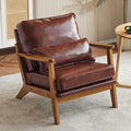 Karl home Accent Chair Wide Armrest Mid-Century Lounge Chair PU Leather Armchair by Karlhome
