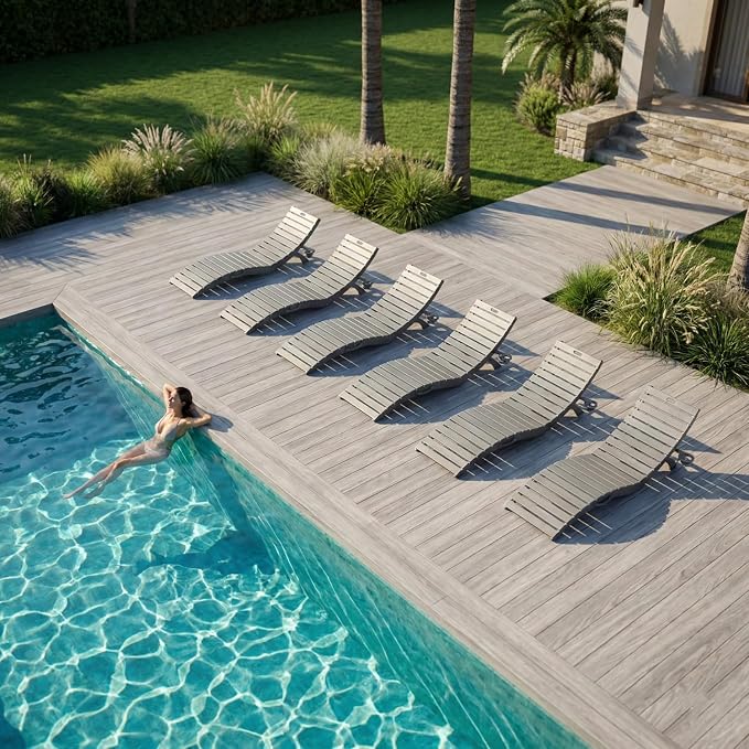 Folding HDPE Pool Lounge Chairs Set of 6, Pre-Assembled Outdoor Chaise Lounge by YourPerfectOutdoorEscape