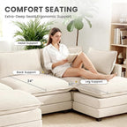 112'' Sectional Modular Cloud Couch, Oversized 5 Seat Couches U Shaped Sofa - Image 4