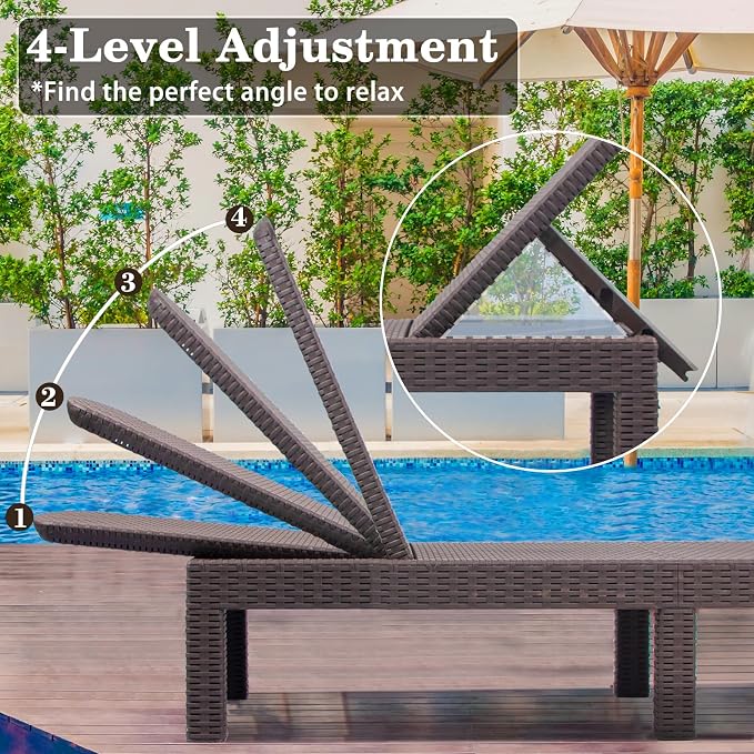 DIMAR GARDEN Beach Chairs Outdoor Chaise Lounge, Resin Pool Lounge Chair - Image 6