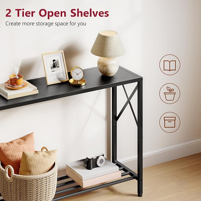 Tajsoon Console Table, 2-Tier Entryway Table, 41.8”L Narrow Sofa Tables - Image 5