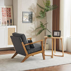 Karl home Accent Chair Wide Armrest Mid-Century Lounge Chair Linen Fabric - Image 6