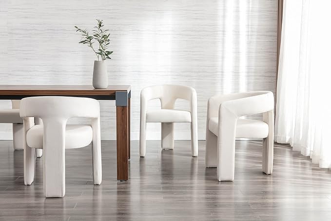 BESTANO Modern Linen Fabric Upholstered Dining Chairs - Image 4