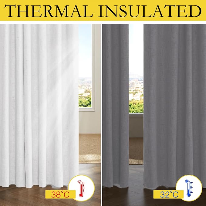 NICETOWN Short 100% Blackout Curtains 63" Long, Burlap Linen Drapes - Image 4