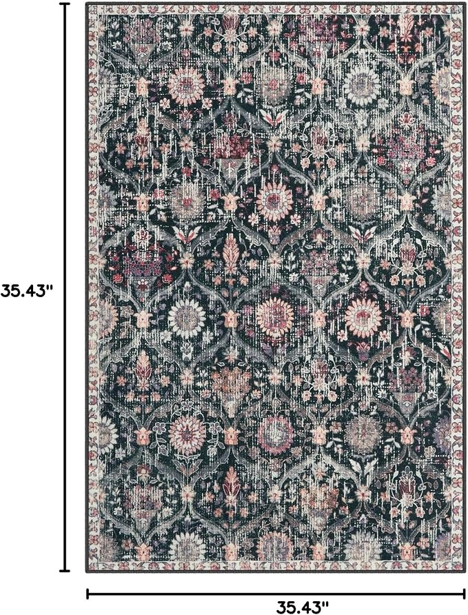 Lahome Moroccan Washable Rugs for Living Room, 4x6 Rug for Bedroom Non-Slip | - Image 2