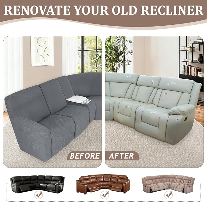 ALIECOM 100% Waterproof Recliner Sectional Couch Covers L Shape Stretch Corner - Image 7