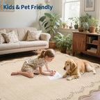 GarveeHome Large Round Rug 8ft Scalloped Washable Circle Living Room Rug | Soft - Image 7