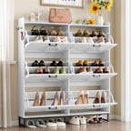 BORNOON Shoe Cabinet with 6 Flip Drawers Narrow Shoe Storage Cabinet Organizer - Image 3