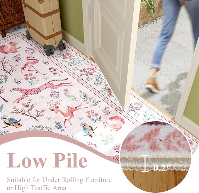 DUKINO 2x6 Runner Rug, Washable Animal Kitchen Rugs Non Slip, Low Pile - Image 7