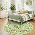 RELEANY Washable Area Rug, Round 7ft, Water Repellent, Pet Friendly, Vintage - Image 2