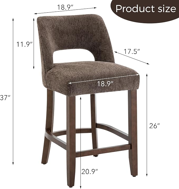 VKNOW Bar Stools Set of 4, Upholstered Counter Height Bar Stools, Modern - Image 2
