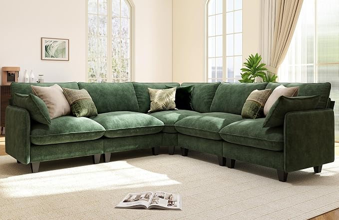 Ihanherry 107" Oversized V-Shaped Modular Sectional Sofa, Cloud Couch by iHanHerry