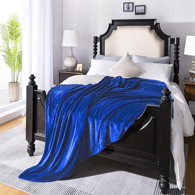 Royal blue Fleece Plush Throw Blanket 50"x70"for Couch Fuzzy Cozy Flannel | - Image 4