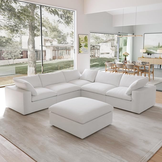 JACH V Shape Cloud Couches for Living Room, Modular Convertible Sectional Sofa - Image 8